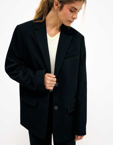 NA-KD – Oversize-Blazer aus Twill in Schwarz - view 1