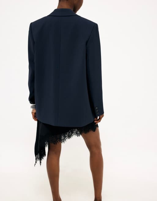NA-KD Oversize-Blazer mit doppelter Knopfleiste in Marineblau, 3 von 5