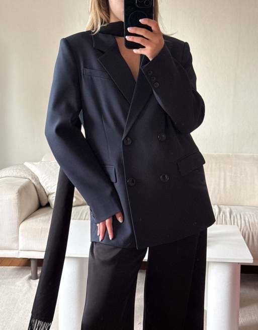 NA-KD Oversize-Blazer mit doppelter Knopfleiste in Marineblau, 5 von 5