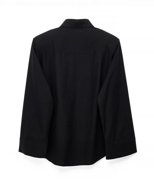 NA-KD Oversize-Hemd mit Schulterpolstern in Schwarz, 5 von 5