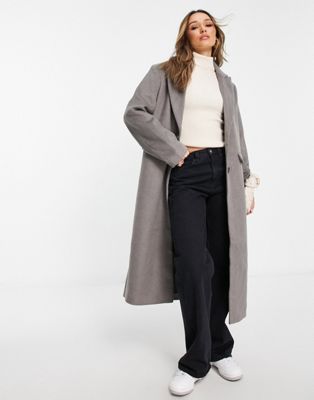 NA-KD oversize single breasted coat in grey