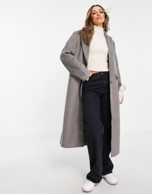 NA-KD oversize single breasted coat in grey