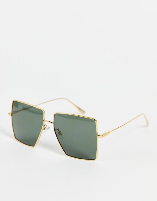 NA-KD oversize square frame sunglasses in gold