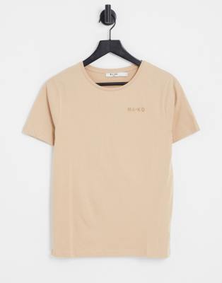 NA-KD - Oversize-T-Shirt aus Baumwolle in Beige mit Logo-Print - BEIGE-Neutral