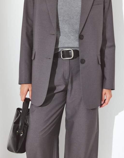 NA-KD Oversized blazer in dark grey, 4 of 5
