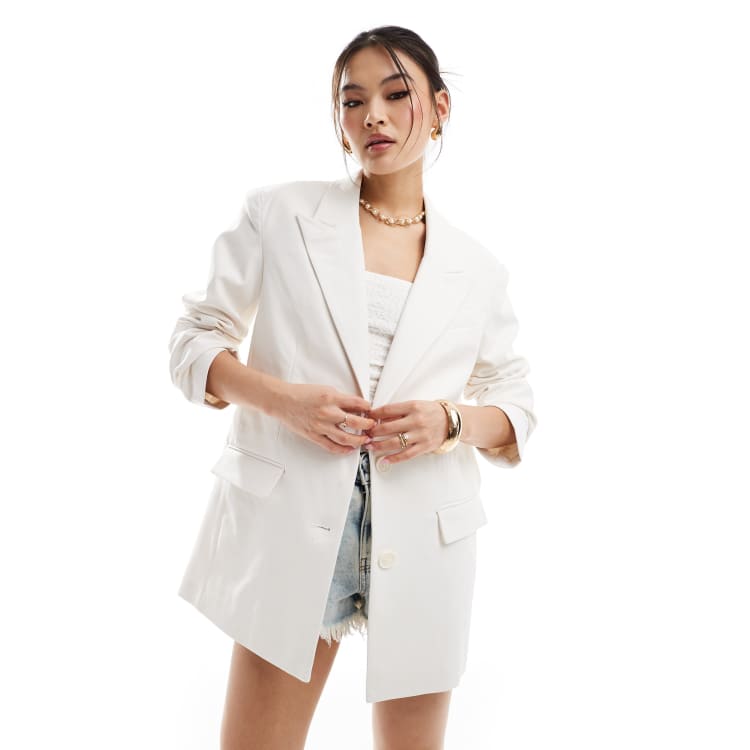 NA KD oversized blazer in off white ASOS
