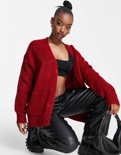 Burgundy 2025 oversized cardigan