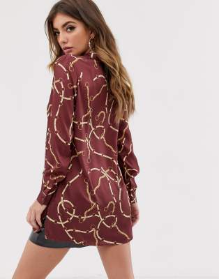 oversized chain print shirt