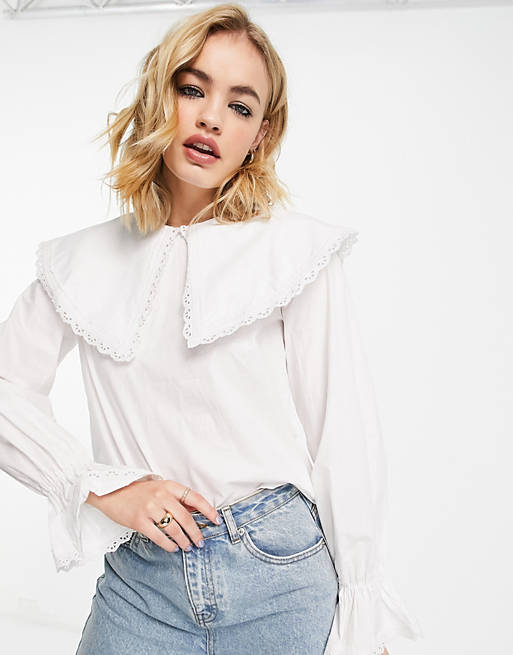 Tops Shirts & Blouses/NA-KD oversized collar blouse in white 