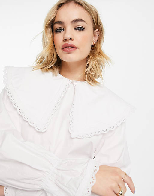 Tops Shirts & Blouses/NA-KD oversized collar blouse in white 