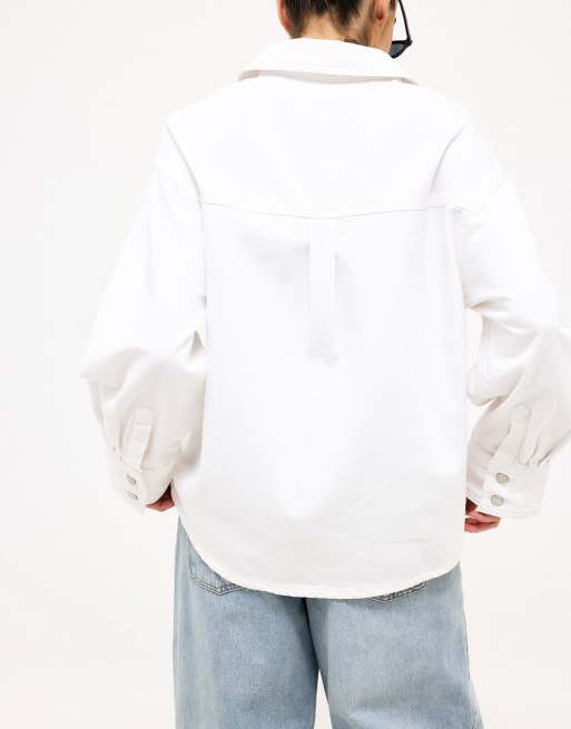 NA-KD Oversized denim shirt in white, 2 of 5