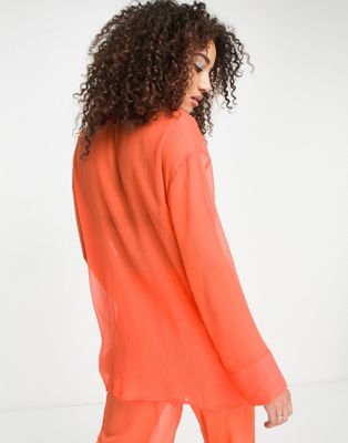 NA-KD Oversized Doorschijnend Overhemd in het Oranje Dames Kleding voor voor Tops voor Overhemden 