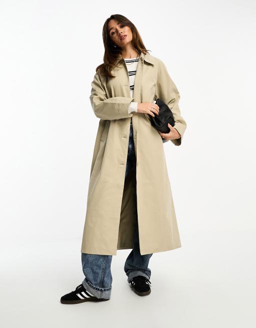 NA-KD oversized dropped shoulder trench coat in khaki