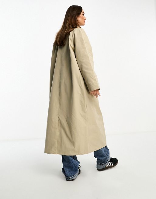 NA-KD oversized dropped shoulder trench coat in khaki | ASOS