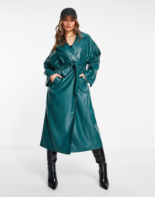 Green 2025 leather trench