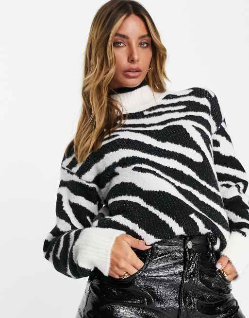 NA-KD - Oversized gebreide trui met zebraprint