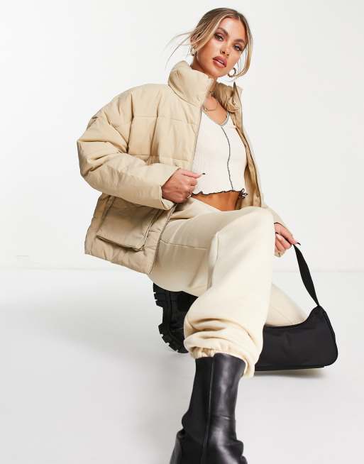 NA-KD - Oversized jack met zak in beige
