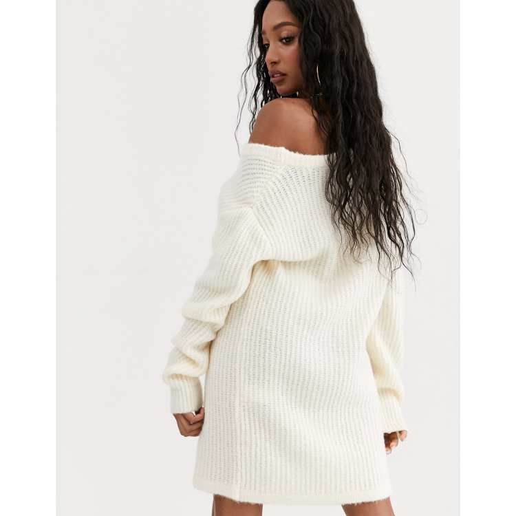 Oversized off the hot sale shoulder jumper dress