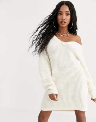 oversized jumper dress off shoulder