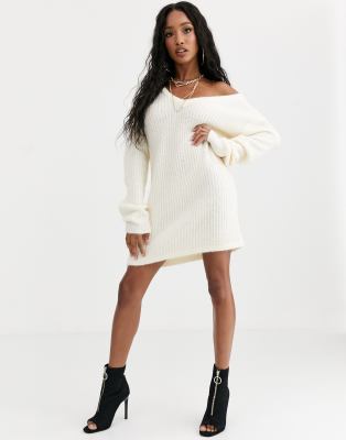 white oversized jumper dress