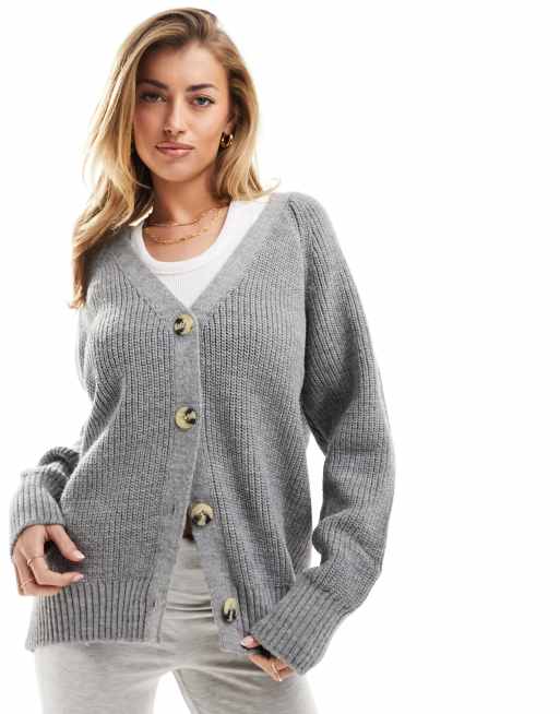 Grey knit deals cardigan