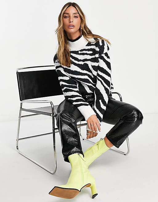 Jumpers & Cardigans NA-KD oversized knitted jumper in zebra print 