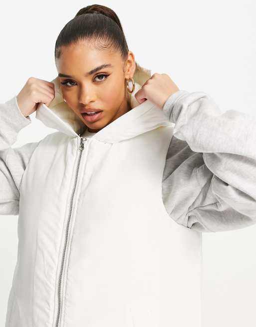 NA-KD oversized padded vest with hood in off white | ASOS