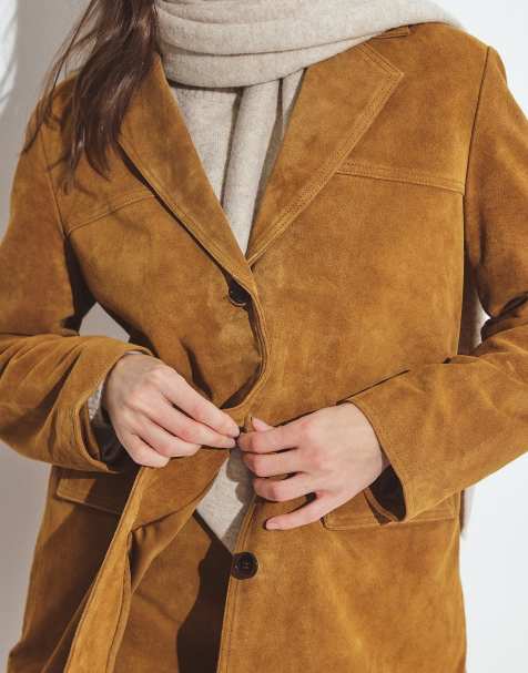 NA-KD Oversized suede blazer in medium brown - view 1