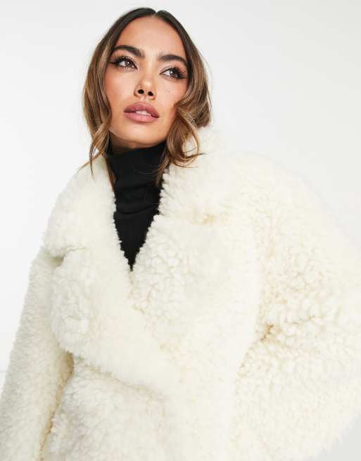 Cream oversized hotsell teddy coat