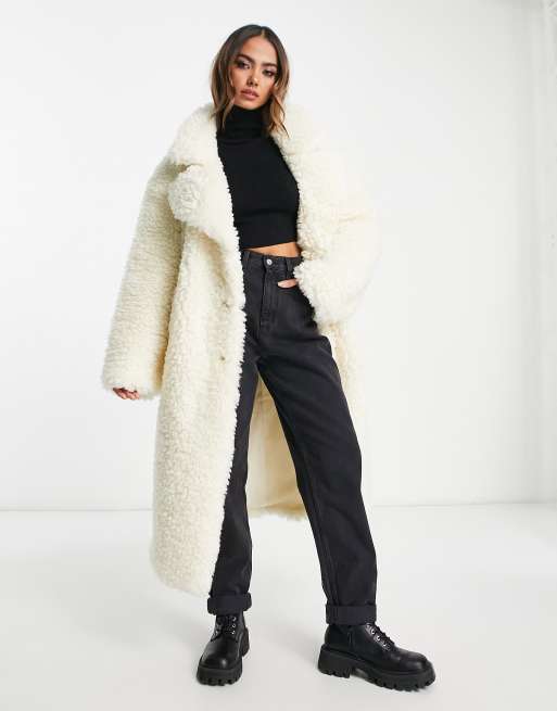 Buy Jacqueline Silver Borg Teddy Coat | SilkFred