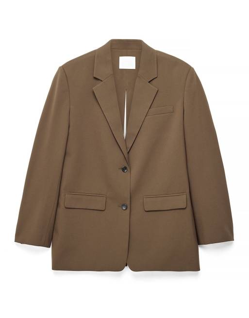 NA-KD Oversized tie back detail blazer in light brown, 4 of 5