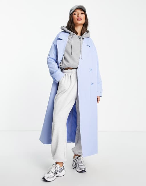 NA-KD oversized trench coat in blue | ASOS