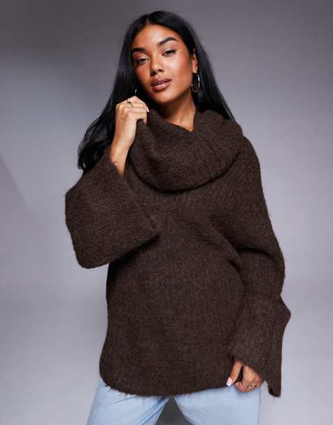 NA-KD - Oversized trui met overdreven hals in pruim - view 1