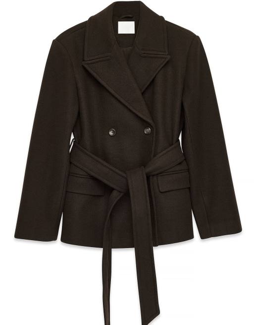 NA-KD Oversized wool blend short coat in brown, 5 of 5