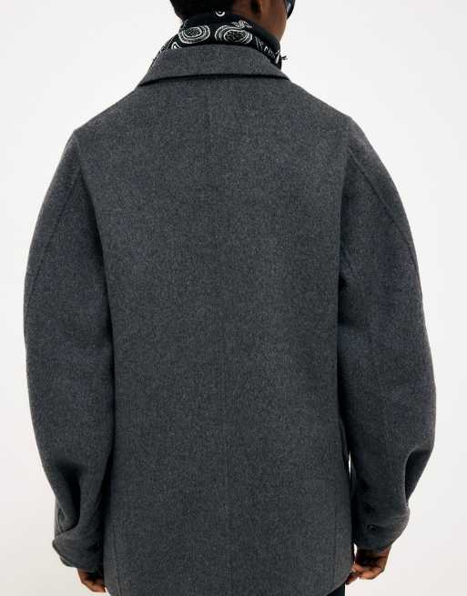 NA-KD Oversized wool blend sleeve detail short coat in grey, 2 of 4
