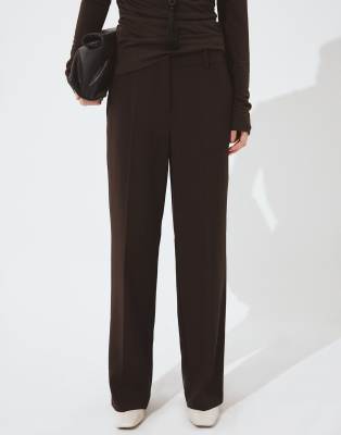 NA-KD - Pantalon ajusté à taille mi-haute - Marron 40