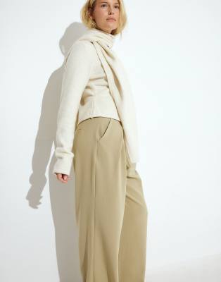 NA-KD - Pantalon de costume large à taille haute - Beige kaki-Neutral 42