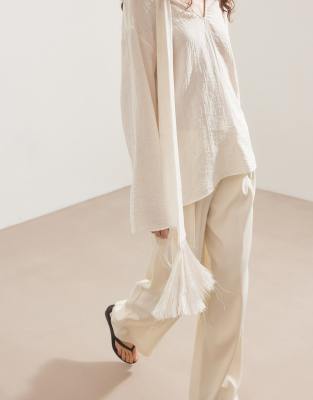 NA-KD - Pantalon de costume large à taille haute - Blanc 42