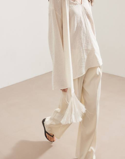 NA-KD - Pantalon de costume large à taille haute - Blanc, 3 de 5