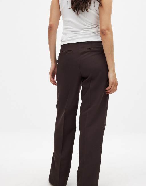 NA-KD - Pantalon de tailleur droit en sergé à taille mi-haute - Marron, 3 de 5