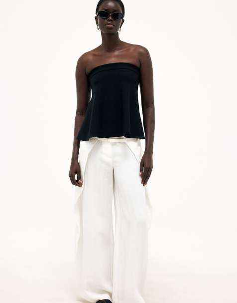 NA-KD - Pantalon large à détail style ceinture - Blanc cassé - view 1