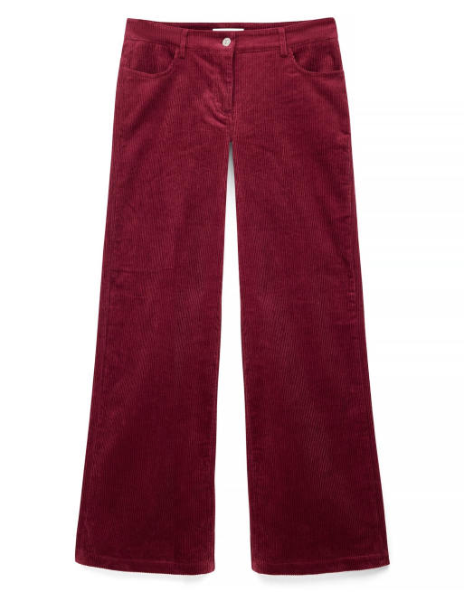 NA-KD pantalon taille basse coupe large en velours côtelé bordeaux, 5 de 5