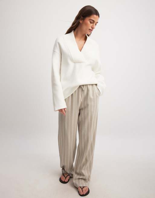 NA-KD pants in beige stripe
