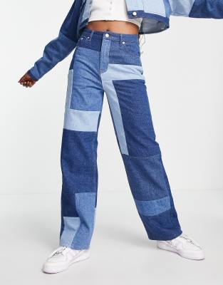 Patchwork straight-leg pants in blue - Kenzo