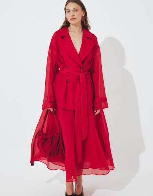 Pelin - Midirock aus Organza in Rot Rot 34
