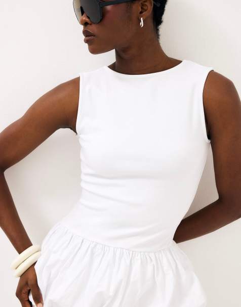 NA-KD Peplum top in white - view 1