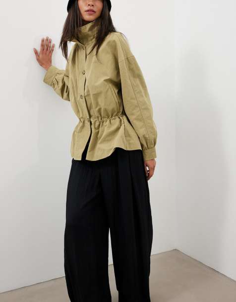 NA-KD Peplum trenchcoat in beige - view 1