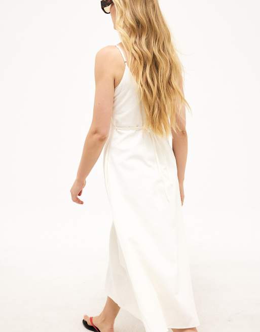 NA-KD Pintuck detail strap midi dress in offwhite, 2 of 5