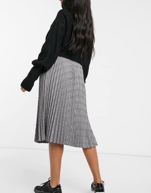 Grey plaid midi outlet skirt