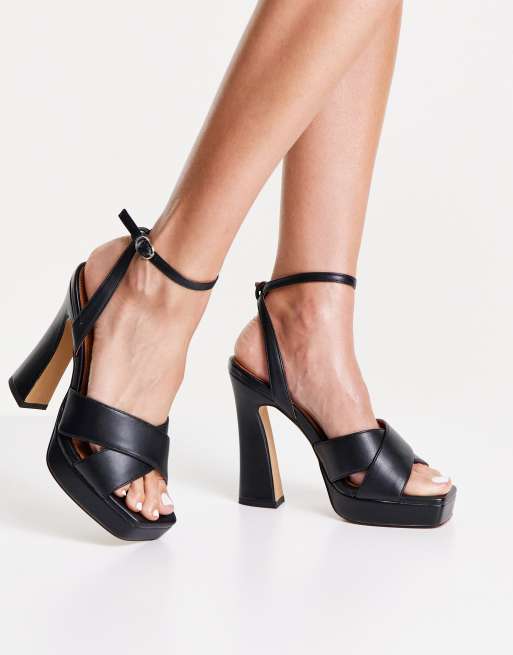 NA-KD platform heeled sandals in black